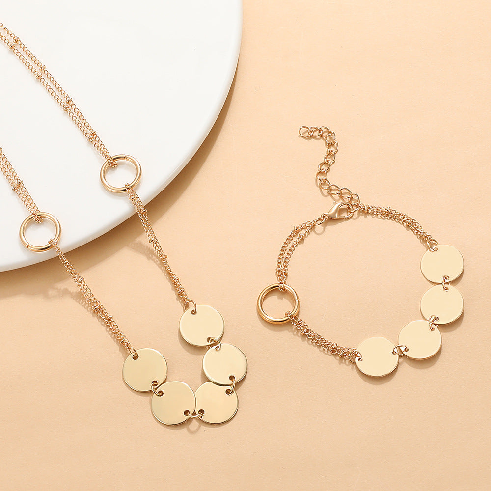 Wholesale Retro metal short disc clavicle chain